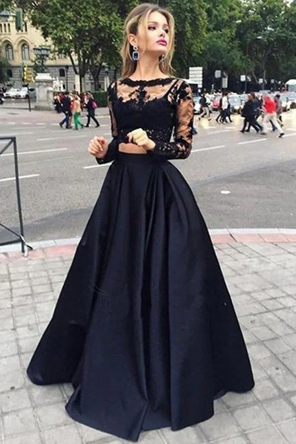 black prom dresses with sleeves