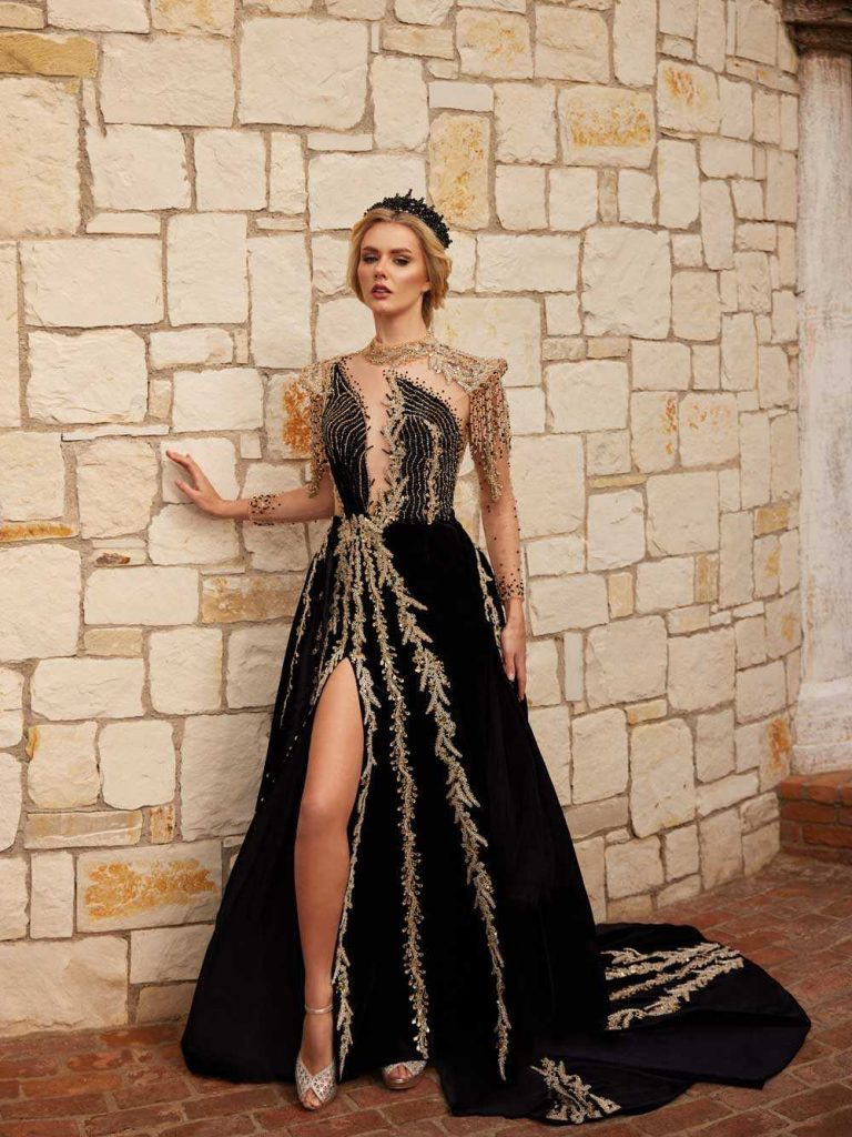 gold and black prom dresses