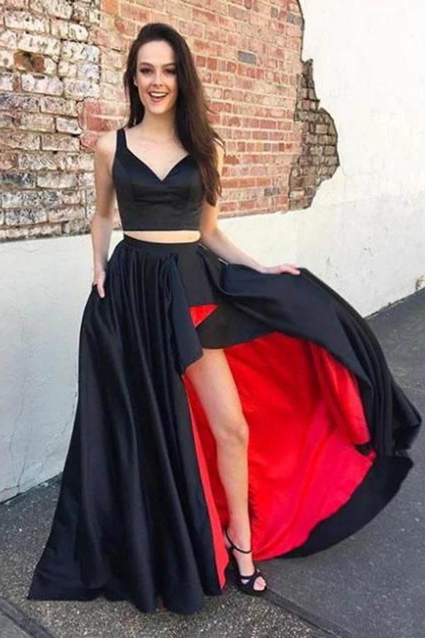 red and black prom dresses